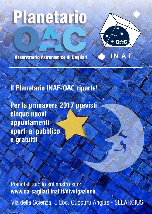 Ecco le nuove date del Planetario INAF-OAC per il 2017!